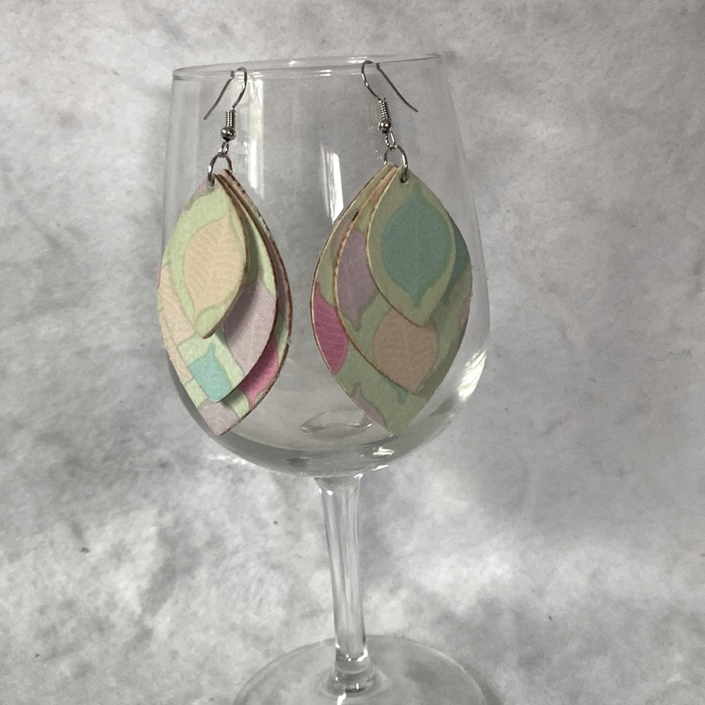 Three Tier Multi Color Geometric Hand Crafted Earrings